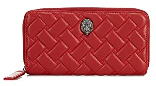 Kurt Geiger London Red Kensington - Portafoglio trapuntato con cerniera, Rosso, Chiusura con cerniera