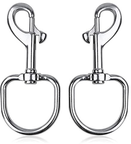 Swivel Large Eye Bolt Snap Hooks 2 Pieces, Heavy Duty Single Ended Trigger Snap Clips Marine Grade 316 Stainless Steel Buckles Clasp for Scuba Diving, Boat Anchor Rope, Dog Leash