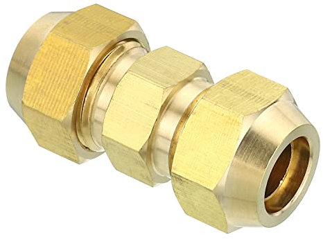 PATIKIL 1/2 OD Brass Flare Union Connector, 1 Set Air Conditioning Copper Double Pipe Extension Joint Connectors Pipe Hose Fitting with Nut, 1.77 x 0.75inch