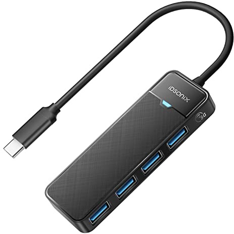 iDsonix USB C Hub, 4 Port USB Hub 3.0 Ultra Slim USB Splitter Multi USB Port adapter, USB Extension Hub USB Hub Multiport Adapter USB Extender for Laptop, PC, MacBook, USB Flash Drives, Black