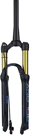 26 27,5 29 Zoll MTB Luftfedergabel Federweg 100mm Dämpfungseinstellung Fahrrad-Federgabel 1-1/2 Scheibenbremse Schnellspanner Remote Lockout Magnesium + Aluminiumlegierung ( Color : Gold , Size : 29