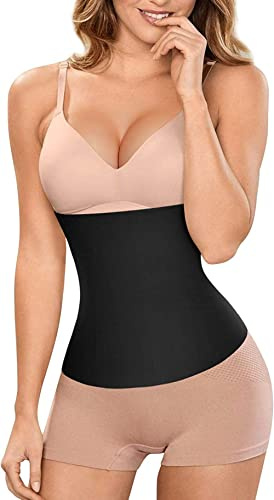 CHUMIAN Korsage Bauchweg Damen Waist Trainer Korsett Postpartum Belly wrap Bauchband Taillenformer Shapewear Unterbrust Corsage bauchweggürtel (Schwarz, S)