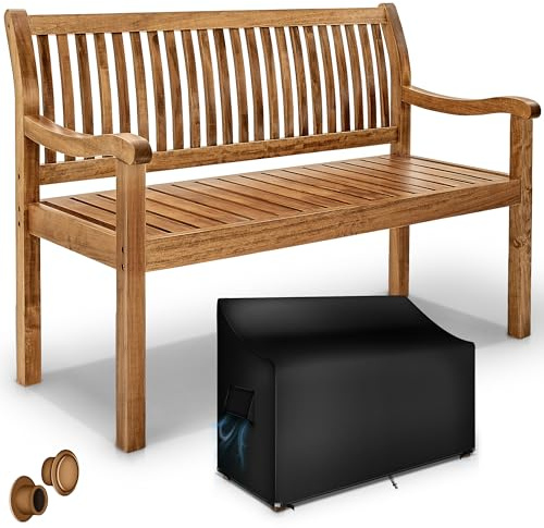 tillvex Panchina da Giardino 125 cm con Copertura in Legno Resistente alle Intemperie per 2-3 Persone | Panchina Peso Massimo 320 kg | Panca in Legno per Balcone, Terrazza & Giardino