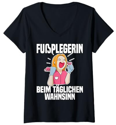 Damen Fußpflege Fußpflegerin Podologie Kosmetikerin Kosmetik T-Shirt mit V-Ausschnitt