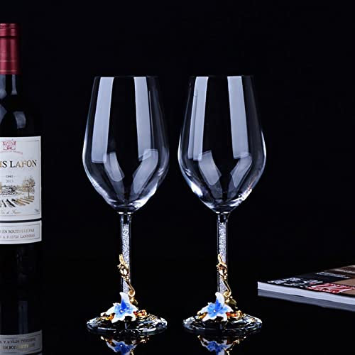 Bicchiere Da Vino 1 paio di bicchieri di cristallo smaltati creativi europei di alta qualità/calice di vino rosso con diamante/tazza di cristallo regalo di nozze Bicchiere Da Vino Rosso (Color :