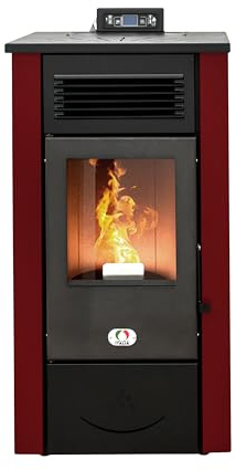 STUFE A PELLET ITALIA Canada 14 KW WiFi | Pelletöfen Effizienz 89% Heizt 130m² Autonomie 15 Std. Programmierbar WiFi-Steuerung 5 Geschwindigkeiten und Leistungsstufen 24 Monate Garantie Rot