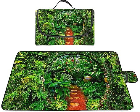 Picknickdecke 200x300cm,XXL Picknickdecke mit Wasserdichter Unterseite,Outdoor Stranddecke Sandfrei,mit Tragegriff Faltbare Picnic Blanket für Camping,Strand,Park,Familie,Konzerte Pflanze Blumen