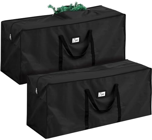 Paterr 2 Pack 7.5 ft Large Christmas Tree Storage Bag, 600d Waterproof Oxford Heavy Duty Artificial Christmas Tree Container Trees Storage Holder Bag Box with Reinforced Handle Dual Zipper(Black)