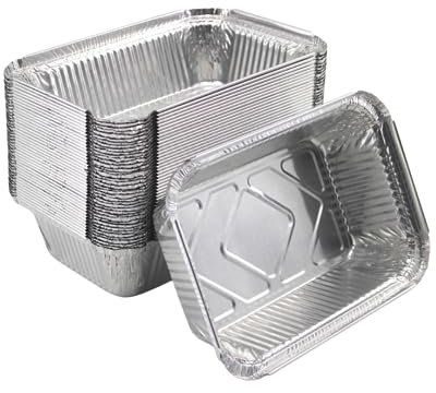 Enpack Aluschale R1-845L - 100 Stück Aluschalen Grill 215x147x40mm - Wärmebehälter 845ml - Fettauffangschale als Grill Zubehör, Food Container, kleine Auflaufform - feuerfeste Alu Grillschale