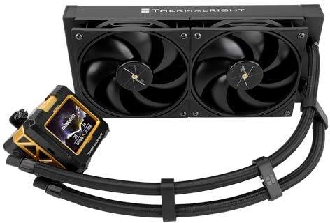 Thermalright FW 240 Refroidisseur liquide pour processeur AIO, écran LCD IPS avec résolution 320 x 240, pour AM4/AM5, Intel LGA1700/738, écran 0,9 pour images et double ventilateurs, noir