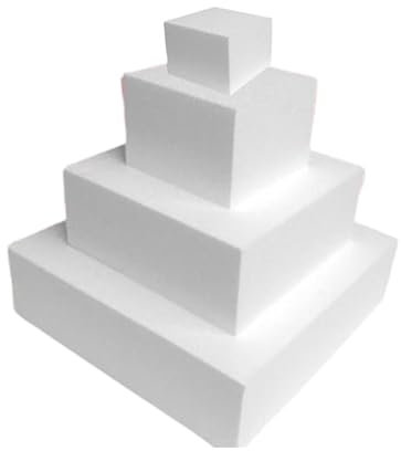 Basi quadrate in polistirolo (kit 4 pezzi separabili) per torta a piani in cake design e decorazioni creative. Misure 55x55xH20 Cm - 45x45xH20 Cm - 35x35xH20 Cm - 25x25xH20 Cm