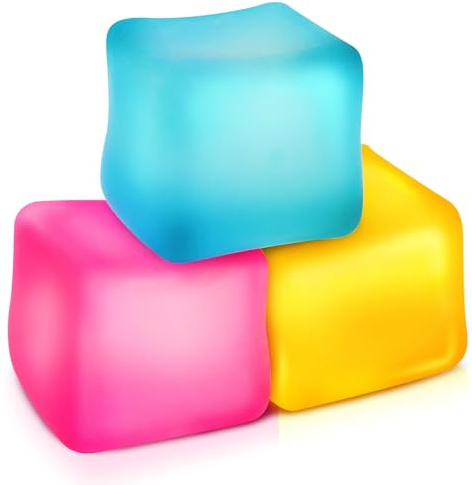 Fidget Toys Stress Cube 3 Pack: High Density Gel Filled Sensory Toys, 2.1 Cube, Anxiety Relief Squishy Fidget Toys, Stress Balls for Adults Kids Children Teens, Fidgets for Classroom