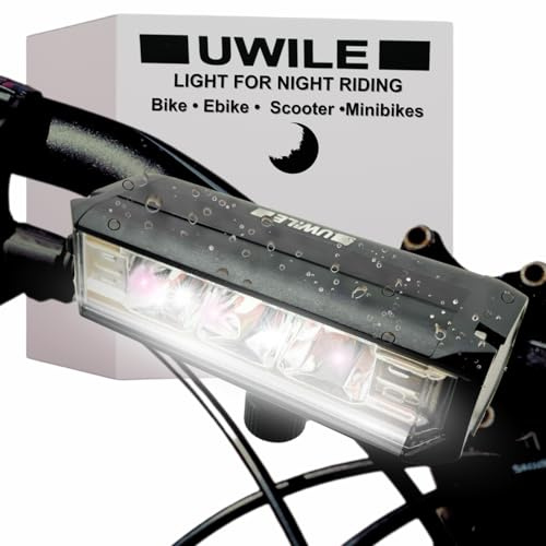 UWILE Ultra Bright Rechargeable Bike Led Light for Night Riding. Multiple Bean Modes. Firm Bracket for Tubular Handlebar.Bicycle Ebike Scooter Minibike