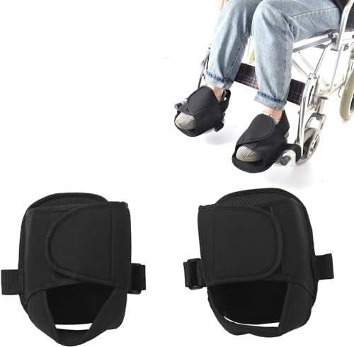 2 Piezas Zapatos Antideslizantes para Silla Ruedas con Correas Fijación Ajustables, Zapatos De Sujeción De Seguridad Correas para Soporte De Zapatos para Silla De Ruedas