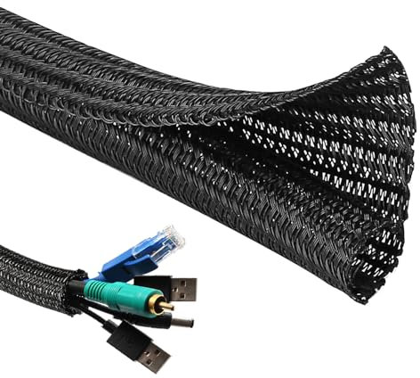 Kabelschlauch, 13mm*4m Kabelkanal Kabelschlauch Selbstschließend Selbstschließend Kabelschlauch für TV und Computer Versteckten Kabelschutz und Kabelverwaltung Schwarz