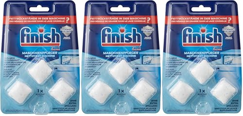 Finish Maschinenpfleger Tabs – Spülmaschinentabs gegen Schmutz und Fett im Inneren der Spülmaschine – 1 x 3 Geschirrspülreiniger Tabs (Packung mit 3)