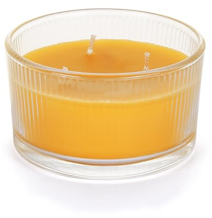3-Wick Pure Beeswax Glass Jar Candle, Unscented, Natural Home Decor, 4.7oz
