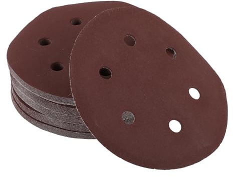 Partuto 50 Pcs 6inch 6 Hole 400 Grit Universal Sanding Discs - Round Hook and Loop Sandpaper - White Paper Red