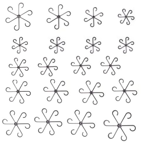 HJIAMA 20 Stück Pflanzenclips in Blumenform, Kunststoff Pflanzenstützen in Schwarz – 4 Größen für die Unterstützung von Blumen und Pflanzen