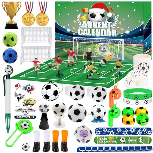 Fussball Adventskalender 2025 Kinder jungen Weihnachtskalender 2025 WM Fußball mit 24 Geschenken Fußball Spielzug 24 Tage Adventskalender fußball für Jungen 5-10 jahre Weihnachts Advents Geschenk