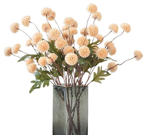 belupai 8 Stück Künstliche Hortensien, 50,8 cm Hoch, Herbst-Chrysanthemen, Kugelblumen, Kunstseide, Hochzeitsstrauß für Zuhause, Büro, DIY, Blumenarrangements, Tischdekoration, (H)