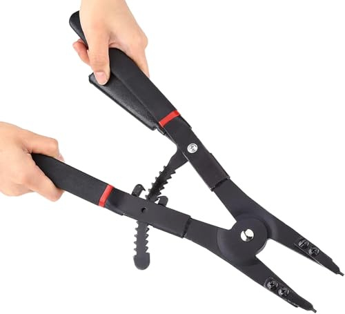 16 Circlip Pliers Set, 2Pcs Heavy Duty Circlip Snap Ring Pliers with 8 Replacement Tips, External & Internal Pliers Universal Snap Ring Pliers Tool Set Retaining Ring with for Automotive, Mowers