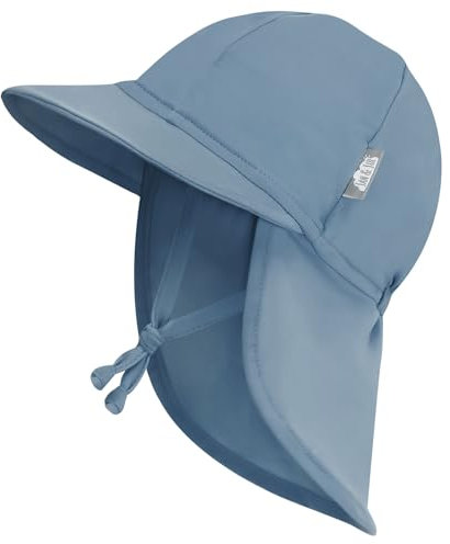 Jan & Jul Baby solhatt med nackskydd för simning, Blå grå, 3-6 månader