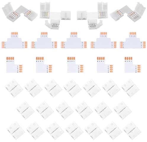 LED Strip Connector 4 Pin Nahtlose L Form L Form LED Streifen Verbinder Lötfreier Adapter für 8mm Breite RGB 3535 LED Streifen 4 Pin