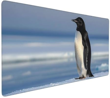 Gaming Tapis de Souris Arctique Pingouins, Grand Tapis de Souris XXL 1600x800x3 mm, Tapis Souris pour Clavier et Bureau, avec Bords Surpiqués et Dos Antidérapant, for Gamer Gaming Accessoire E-65