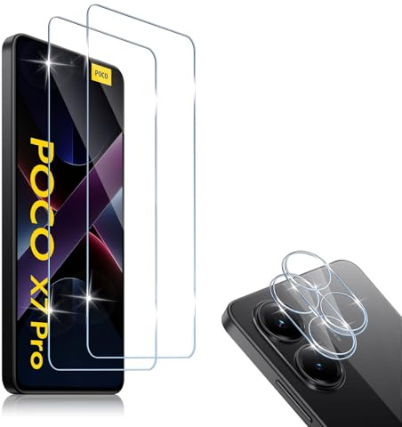 HidWee Schutzfolie Kompatibel mit Xiaomi POCO X7 Pro 5G für Panzerglas | 2 Stück Schutzglas & 2 Stück Kamera Schutzfolie, 9H Härte Anti-Kratzer Schutz Glas, HD Displayschutzfolie & Kameraschutz