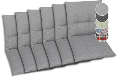 GO-DE Textil Bequeme und attraktive Polsterauflagen für Niederlehner-Gartenstühle (6er-Set, Uni grau, Niederlehner)