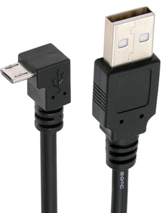 CY Câble d'extension de charge Câble coudé à 90 degrés Micro USB 5 broches vers USB 2.0 Type-A Câble de charge de données pour téléphone tablette appareil photo (10 cm)