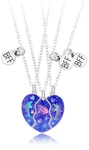 HQRKOTM BFF Collana Delfino Blu per 3 - Collane Dell'Amicizia - Gioielli Regalo