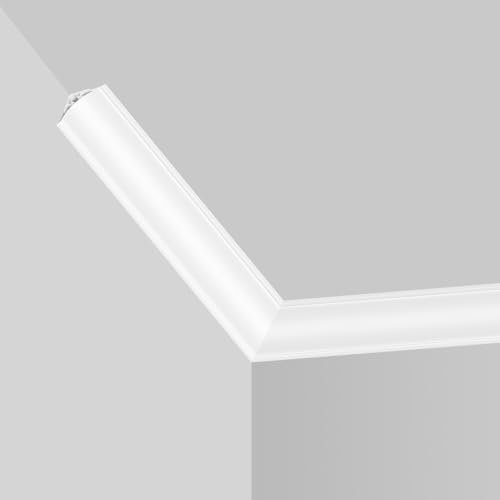 GELINTONG Cornice per soffitto, modanatura per soffitto, cornicione di rivestimento, 110 cm × 10 pezzi, angolo di copertura in PVC leggero, bordo del soffitto della parete, 41,1 mm × 41,1 mm bianco