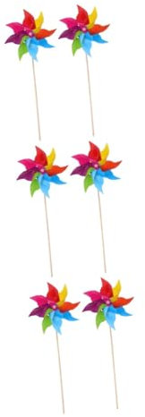 iplusmile Moulin à Vent Coloré pour Jardin Garçon Et Filles, Décoration Extérieure 19 Cm 8 Feuilles, Lot De 2 Moulins à Vent Arc-en-Ciel pour Fête Et Pelouse Tige en Bois 37 Cm