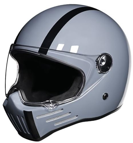 Integralhelm Vintage Motorrad ECE-Geprüft Motorrad Roller Retro Classic Crash Racing Rally Touring Helm 2,M