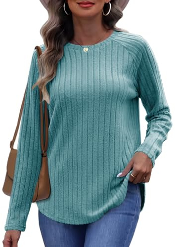 Cuptacc Damtröjor för kvinnor Storbritannien höst damer toppar basic kvinnor toppar tunika tröja elegant jumper, Turkos, L