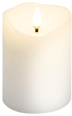 Goobay Bougies LED Bougie de cire véritable blanche 7,5x10cm avec fonction minuterie Mèche 3D alimentée par piles blanc chaud, pour une décoration élégante, un éclairage sûr et élégant 77774