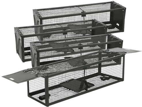 Exbuster Marder: 4er-Set XXL-Lebendfallen für Mäuse und Ratten, 39 x 12,5 x 10,7 cm (Nagerfallen Garten, Lebendfalle Nager, Maus)