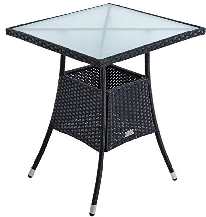 ESTEXO Polyrattan Beistelltisch Gartentisch 57x57x72 cm Rattan Tisch Balkontisch Gartenmöbel Terrassentisch (Schwarz)