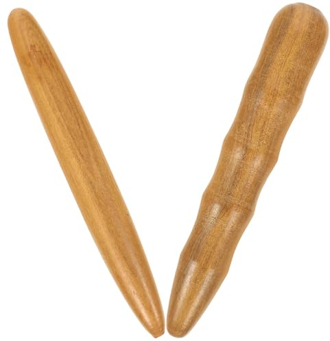 iplusmile Rodillo de Masaje de Madera 2piezas Diseño Tradicional para Puntos de Acupuntura, Cómodo Piel y Protección de Dedos, Adecuado para Uso mientras Ves Televisión