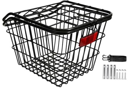 DimyFew Cesta Trasera para Bicicleta, Gran Capacidad, con Herrajes de Montaje, Pieza de Reparación Multiusos para IR de Compras Y Desplazamientos Al Aire Libr, con Tapa