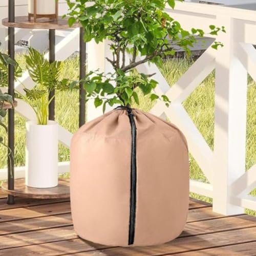 Advokingtap Copertura invernale antigelo per piante, tessuto Oxford e strato di cotone perlato per proteggere, resistente agli strappi, giacca in pile riscaldante per piante da giardino (marrone, 65 x