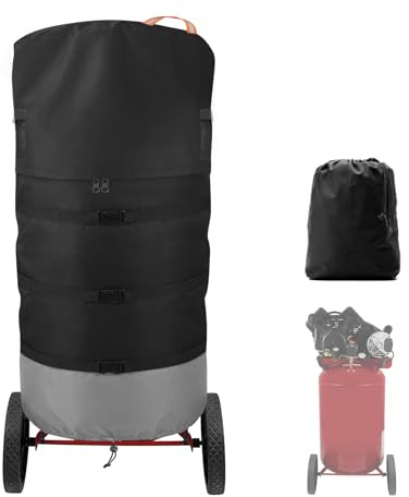 20-30 Gallon Vertical Air Compressor Cover, [Top Zipper Access], Waterproof 600D Oxford, Breathable Outdoor Storage Cover for Trailer & Garage, 25D x 43H