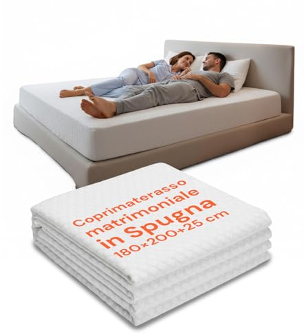 Avilia – Coprimaterasso Matrimoniale in Spugna Jacquard 180x200+25 Traspirante Antiacaro, Angoli Elastici Estensibili, Protezione Materasso Assorbente Antiallergica, Lavabile in Lavatrice 30°