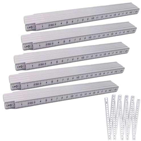 Zollstock Aus Kunststoff, 5 Stück Zollstöcke Zollstock, 2 Meter Gliedermaßstab, Für Alle Heimwerker, Haus, Hobby & Werkstatt (Weiß)