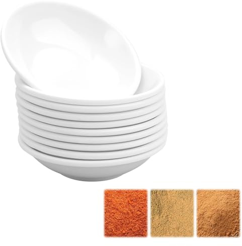 Yeenano Round Soy Sauce Dish,10 Pcs Sauce Pots,Dipping Sauce Dishes Dip Bowls for Sushi,Small Bowls for Dips,Pinch Bowls,Reusable Mini Bowls Soy Sauces Dish for Snacks,Condiments,Side Dishes(White)
