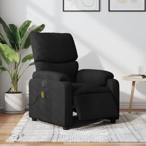 Mimdixy Poltrone da massaggio per TV poltrona lounge,Poltrona massaggiante elettrica in tessuto nero,Per soggiorno e camera da letto,Veloce da installare