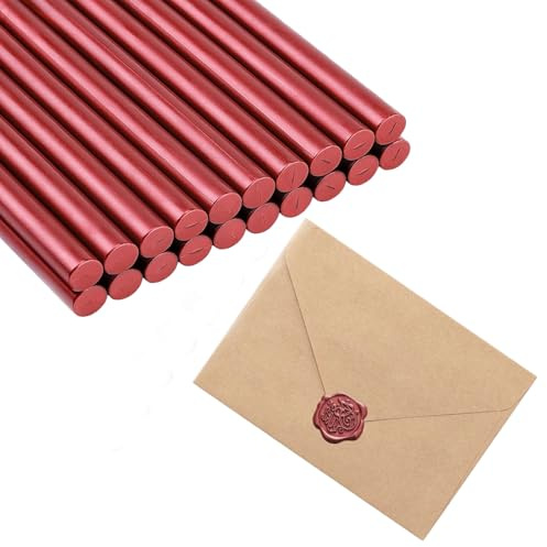 20 Stücke Klebepistole Siegel Wachs Sticks, Wachs-Siegel-Sticks, Ideal für Hochzeit Einladungen, Karten Umschläge, Geschenk Verpackung (Rot)