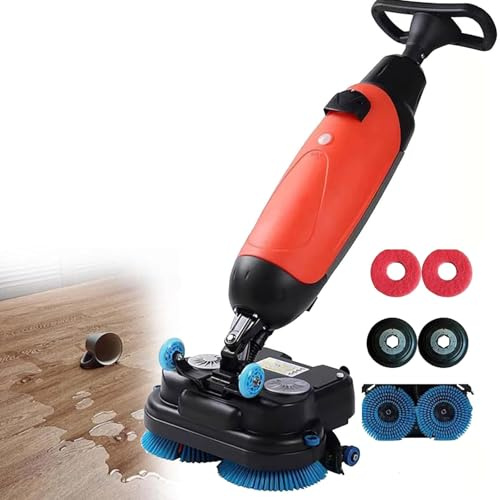 ZHPPED Lavadora de Pisos Comercial, Fregadora de Suelos Profesional, Cepillo Rotativo 360°, Fregadora Sin Cable, Limpieza Húmeda y Seca, Capacidad de Limpieza de 13000 pies²/h Red